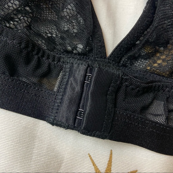 Embroidered Rose Sequin Star Black Lace Bralette S - Picture 4 of 4
